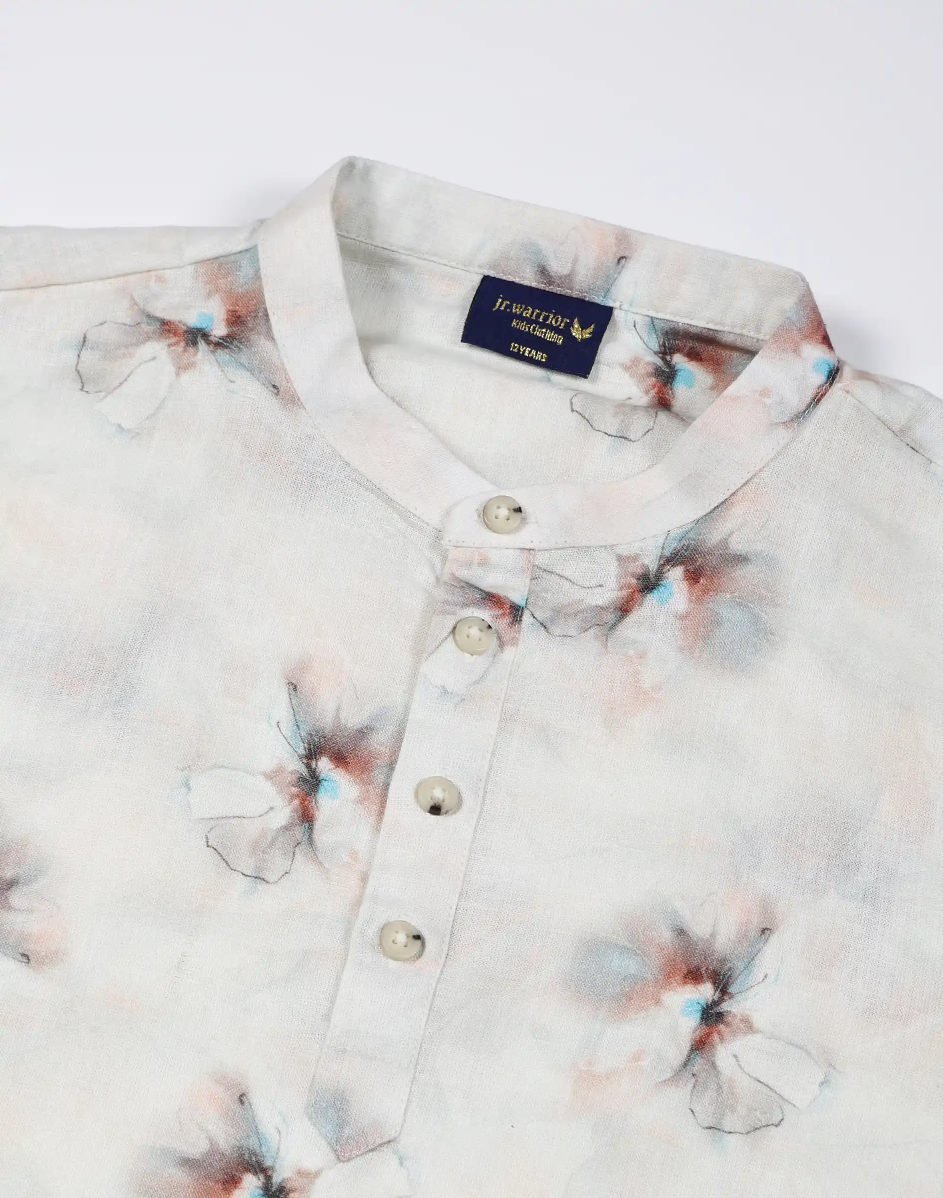 Warrior Kids Off White Floral Print Kids Kurta (2)
