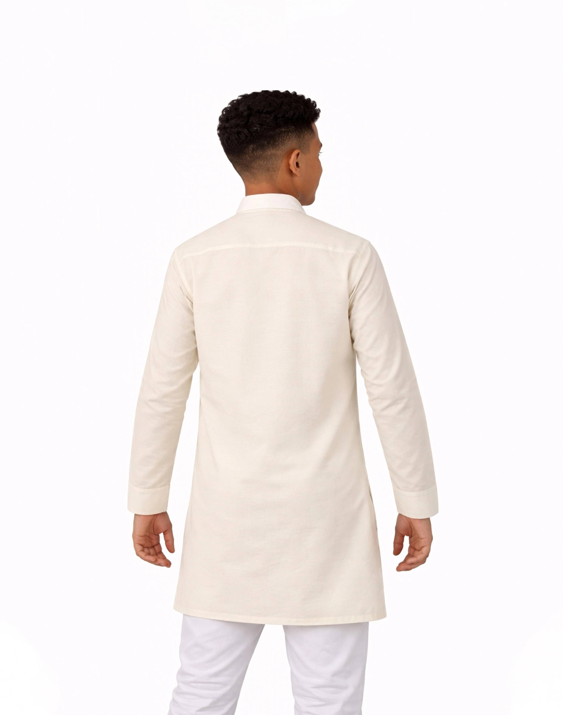 Warrior Kids Off-White Minimal Festive Cotton Kurta (1)
