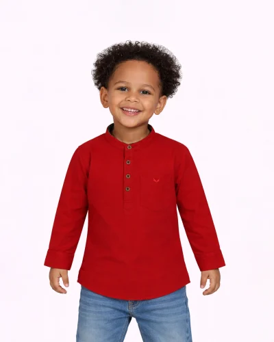 Warrior Kid’s Ruby Pink Solid Cotton Kurta