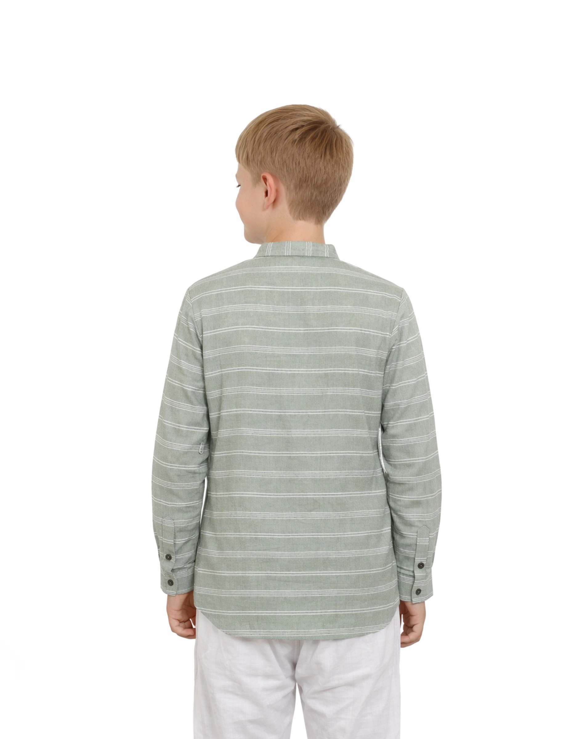 Warrior Kids Sage Green Striped Casual Kurta (2)