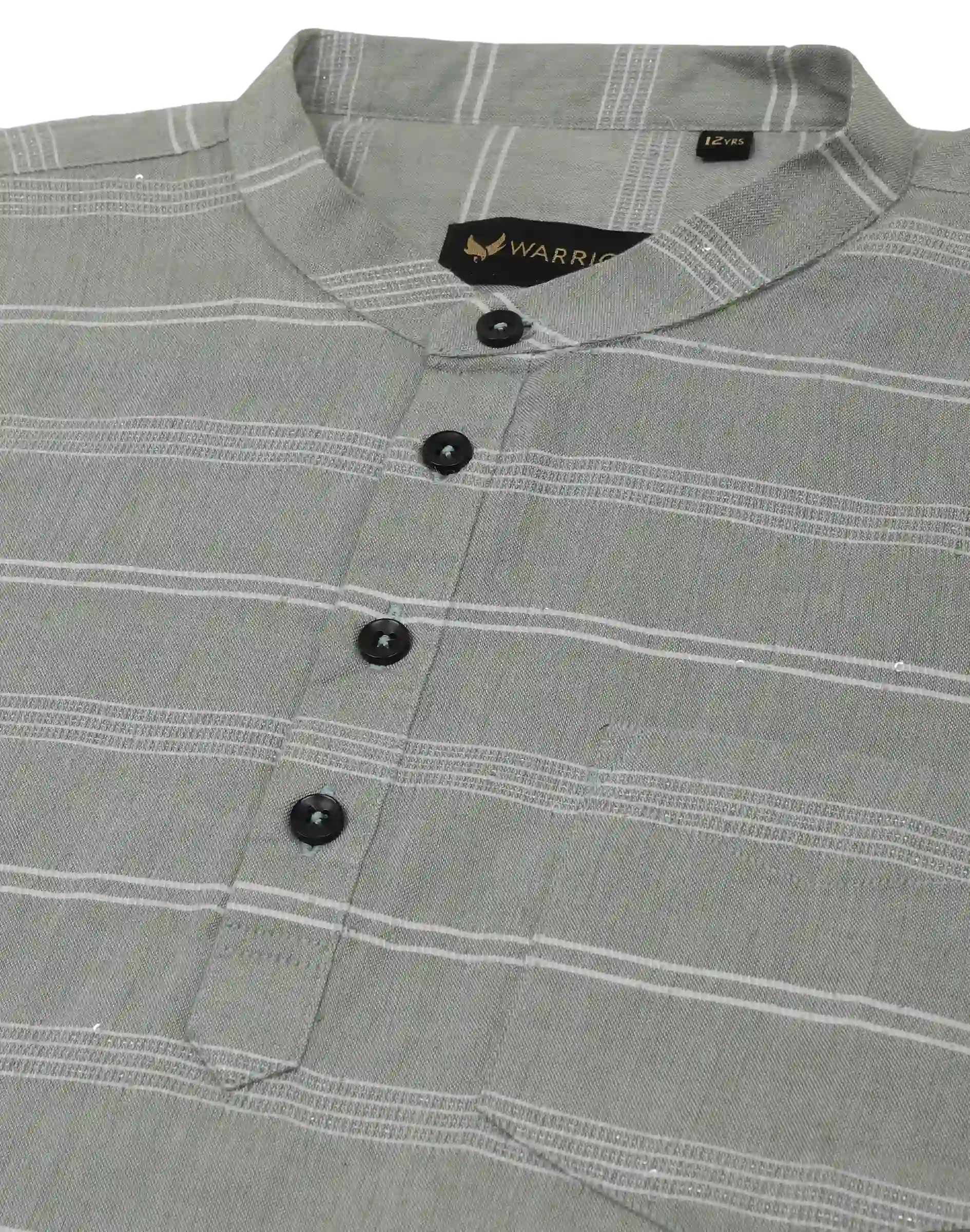 Warrior Kids Sage Green Striped Casual Kurta (3)