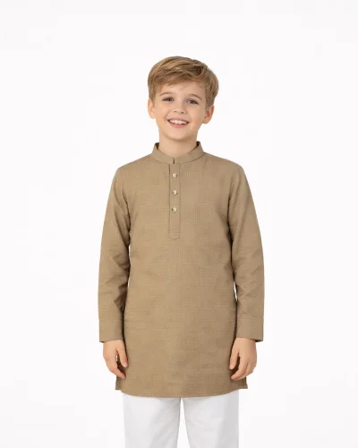 Warrior Kids Sandstone Textured Short Kurta
