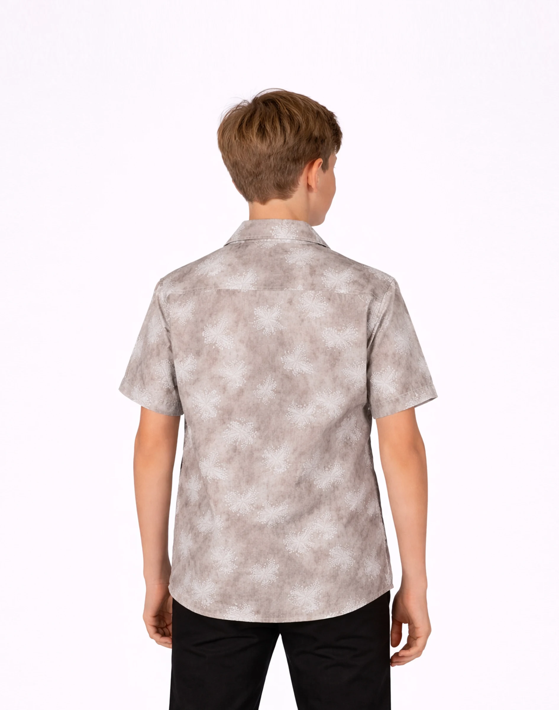 Warrior Kids Taupe Floral Printed Half Sleeve Shirt (2)