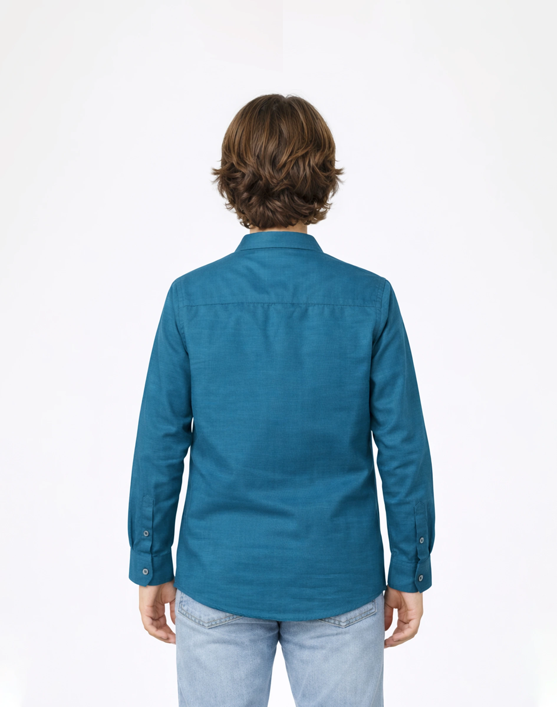 Warrior Kids Teal Blue Solid Ethnic Full Sleeve Shirt (2)