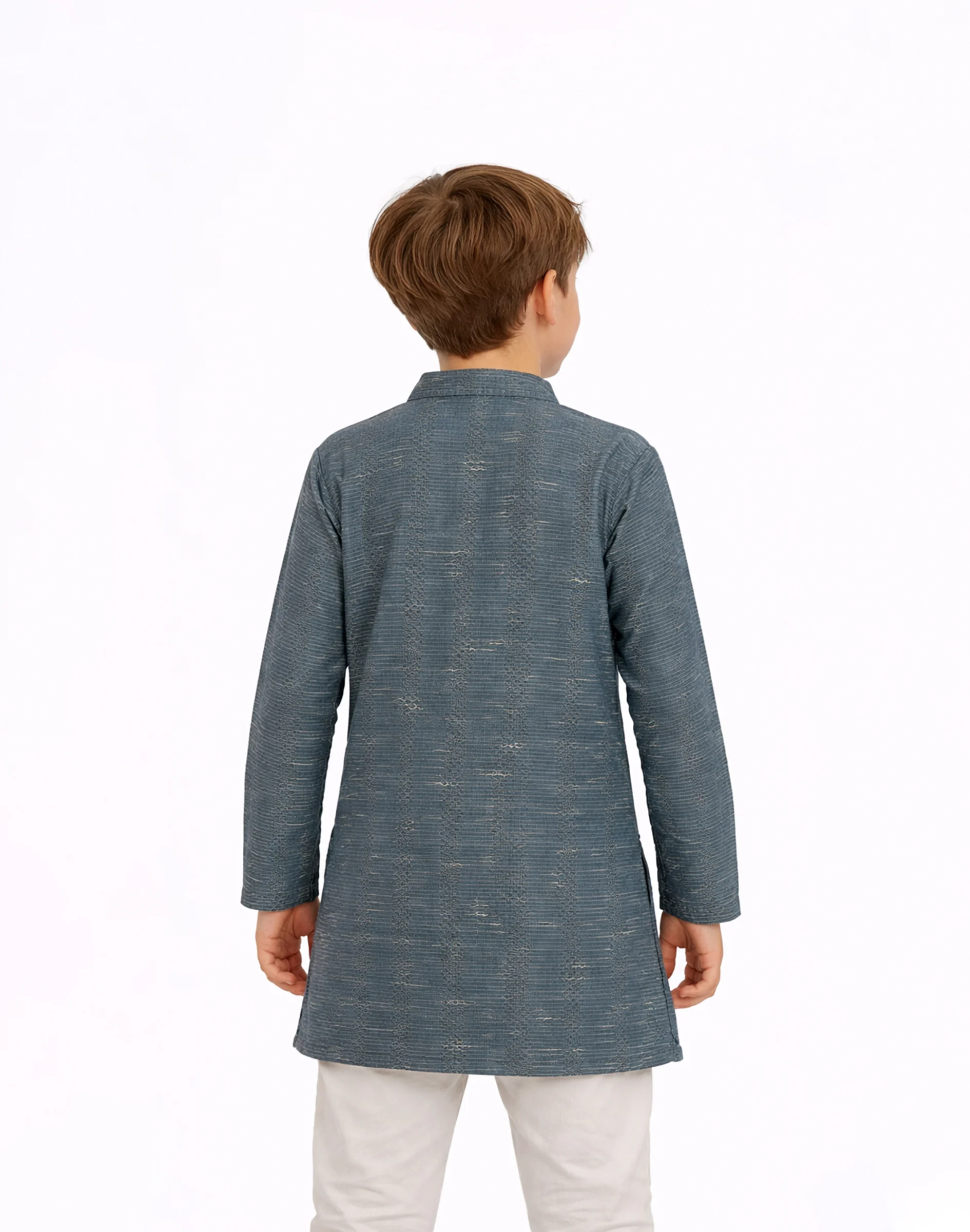Warrior Kids Teal Green Textured Festive Kurta (2)