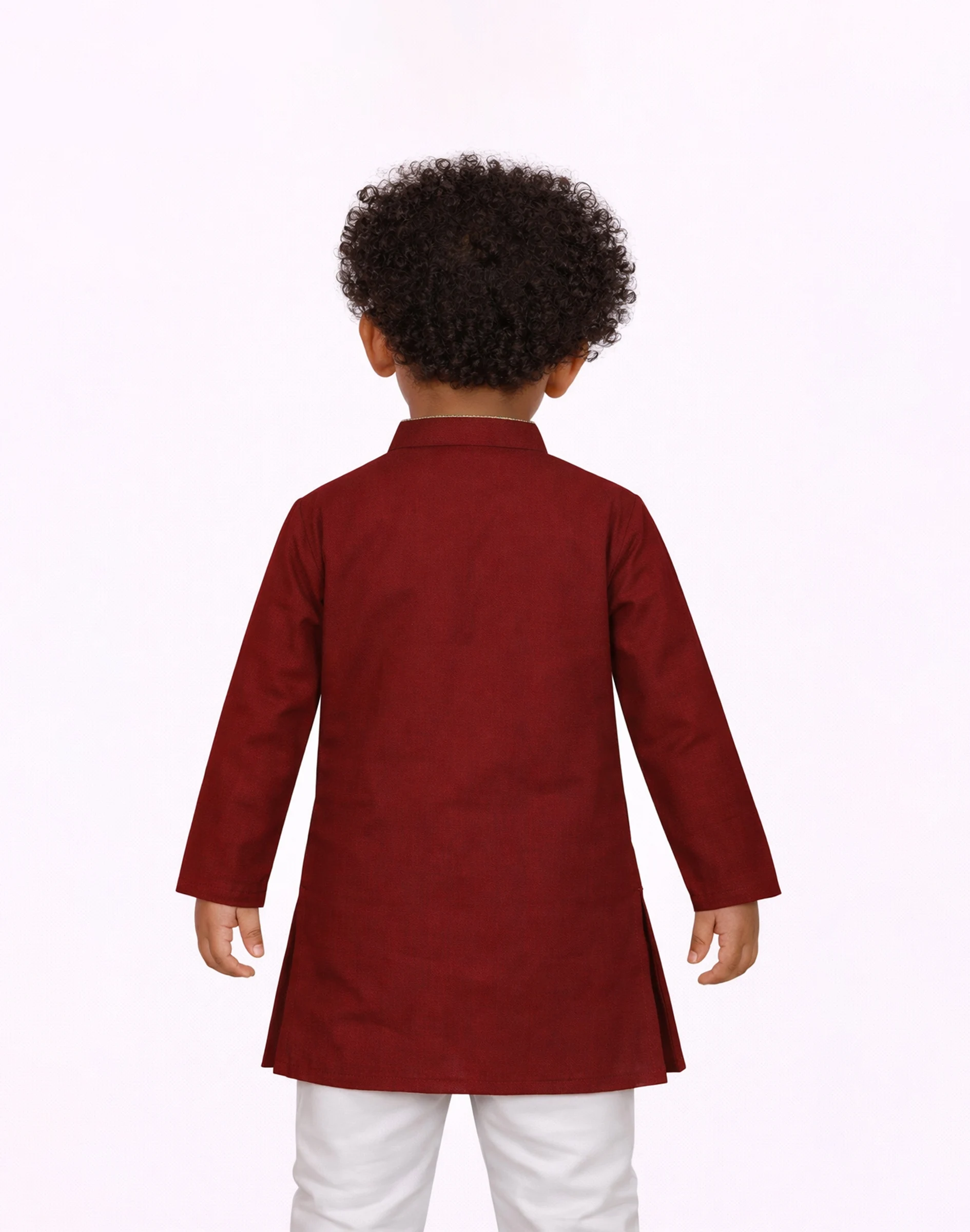 Warrior Kid’s Wine Cotton Mandarin Collar Kurta (2)
