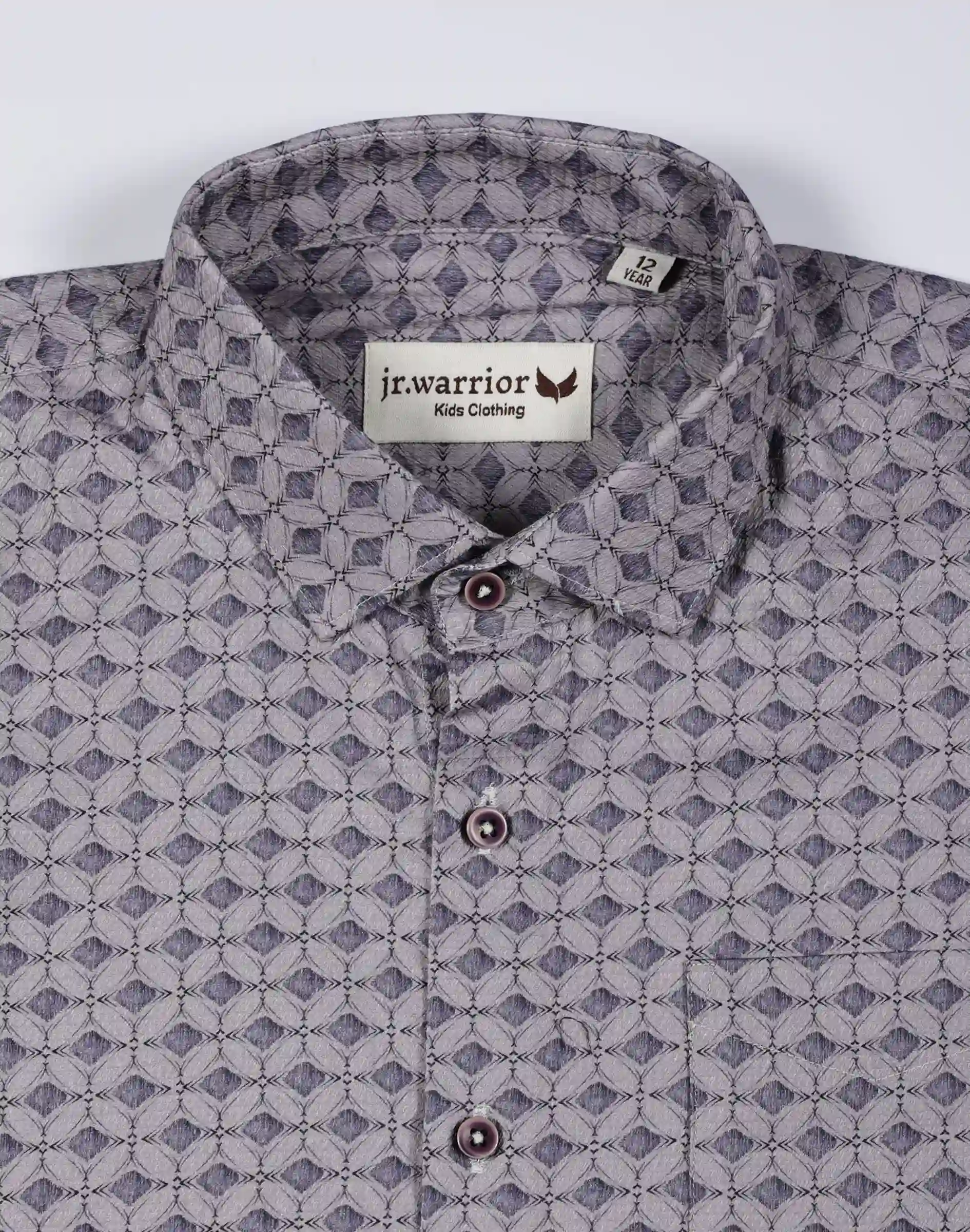 Warrior Slate Grey Geometric Printed Half Sleeve Shirt (1)