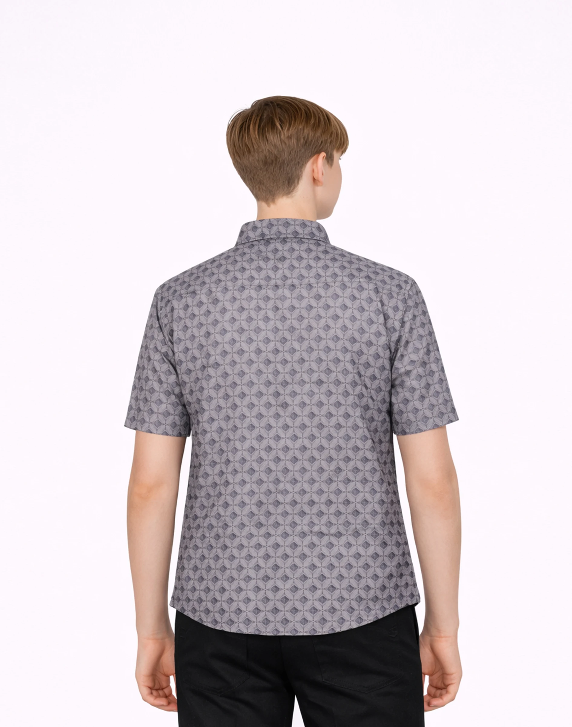 Warrior Slate Grey Geometric Printed Half Sleeve Shirt (2)
