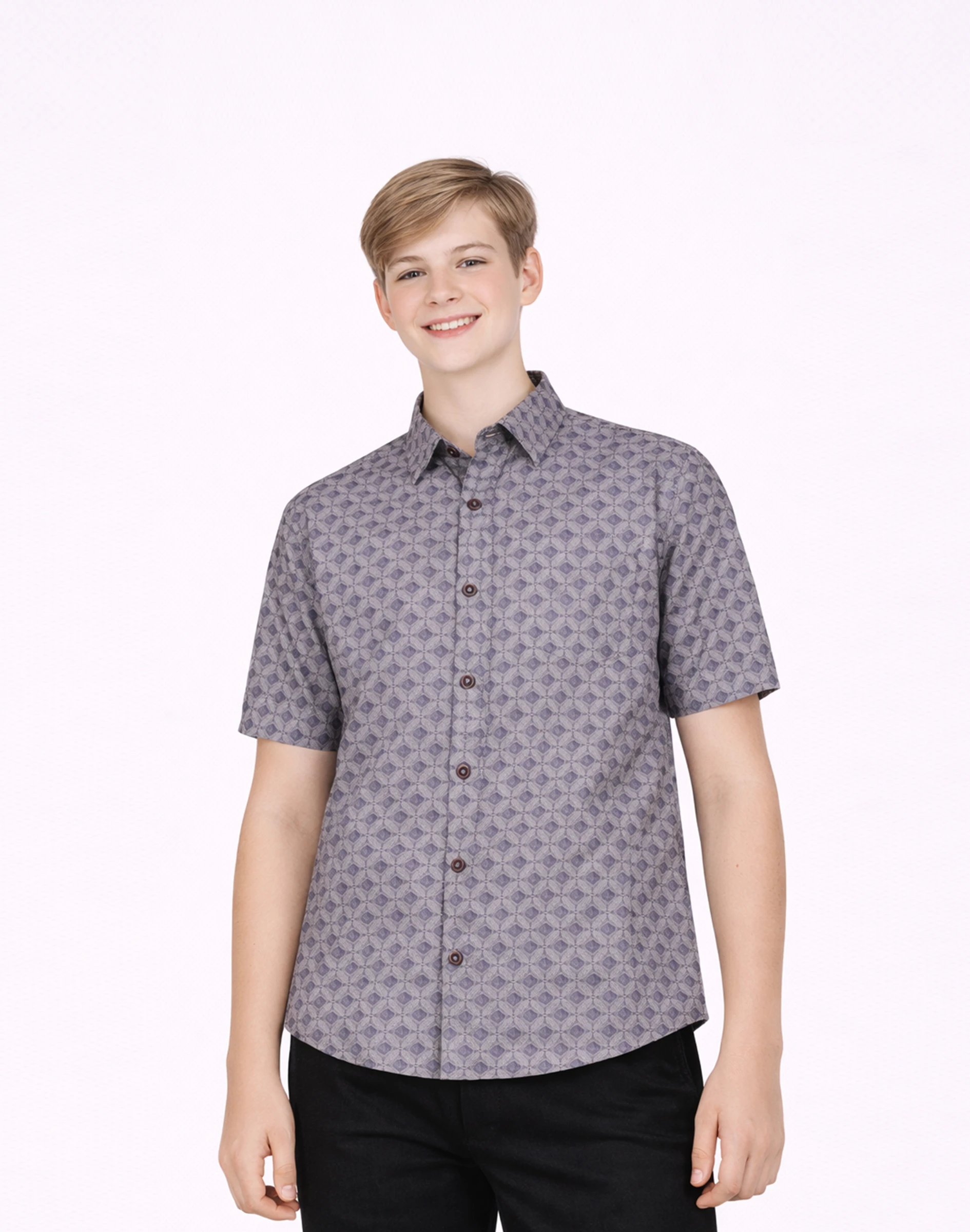 Warrior Slate Grey Geometric Printed Half Sleeve Shirt (3)