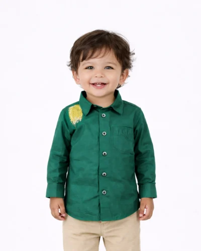 Jr. Warrior Kids Emerald Green Floral Accent Shirt