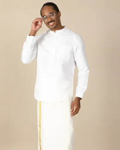 Maurya Vastra Arctic White Jacquard Urban Kurta