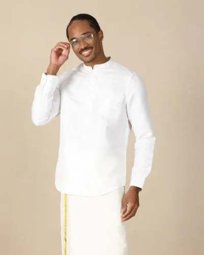 Maurya Vastra Arctic White Jacquard Urban Kurta
