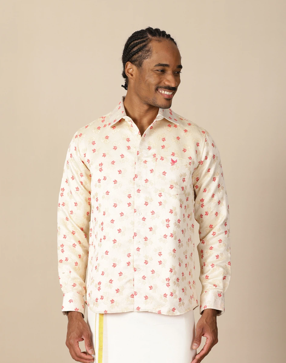 Maurya Vastra Coral Leaf Full Sleeve Shirt (1)