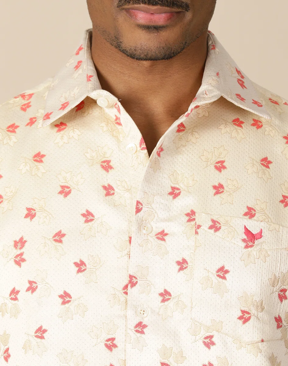 Maurya Vastra Coral Leaf Full Sleeve Shirt (3)