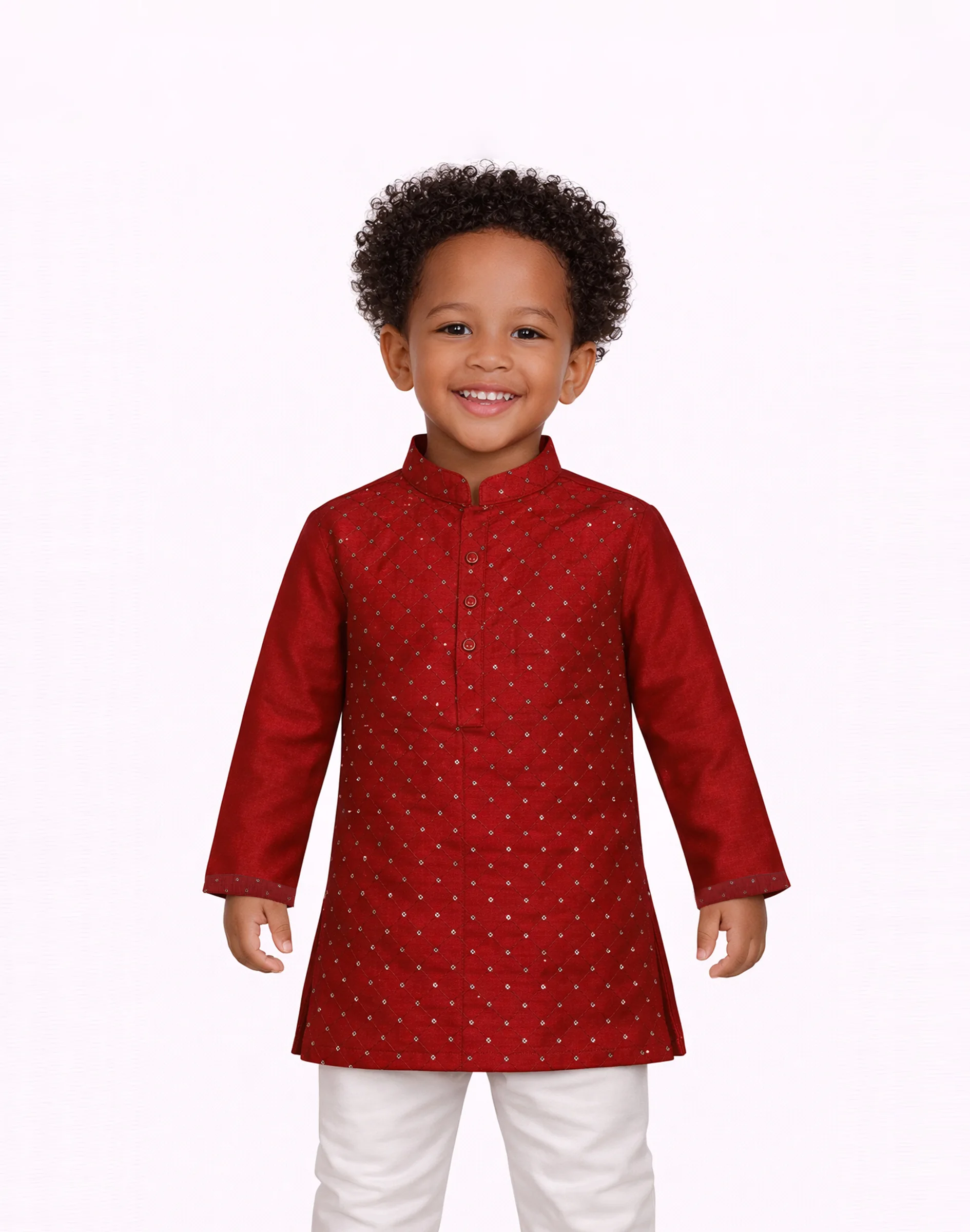 Maurya Vastra Crimson Red Embellished Boys Kurta (3)