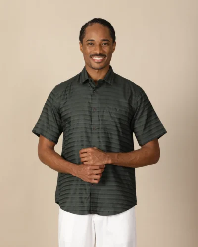 Maurya Vastra Dark Green Cotton Half Sleeve Shirt