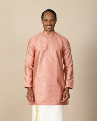 Maurya Vastra Dark Peach Brocade Kurta
