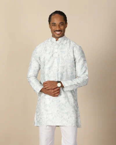 Maurya Vastra Ice Blue Brocade Kurta