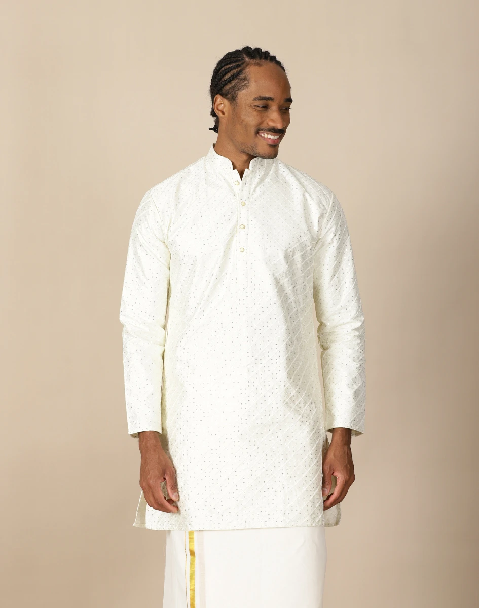 Maurya Vastra Ivory Sequin Embellished Short Kurta (1)