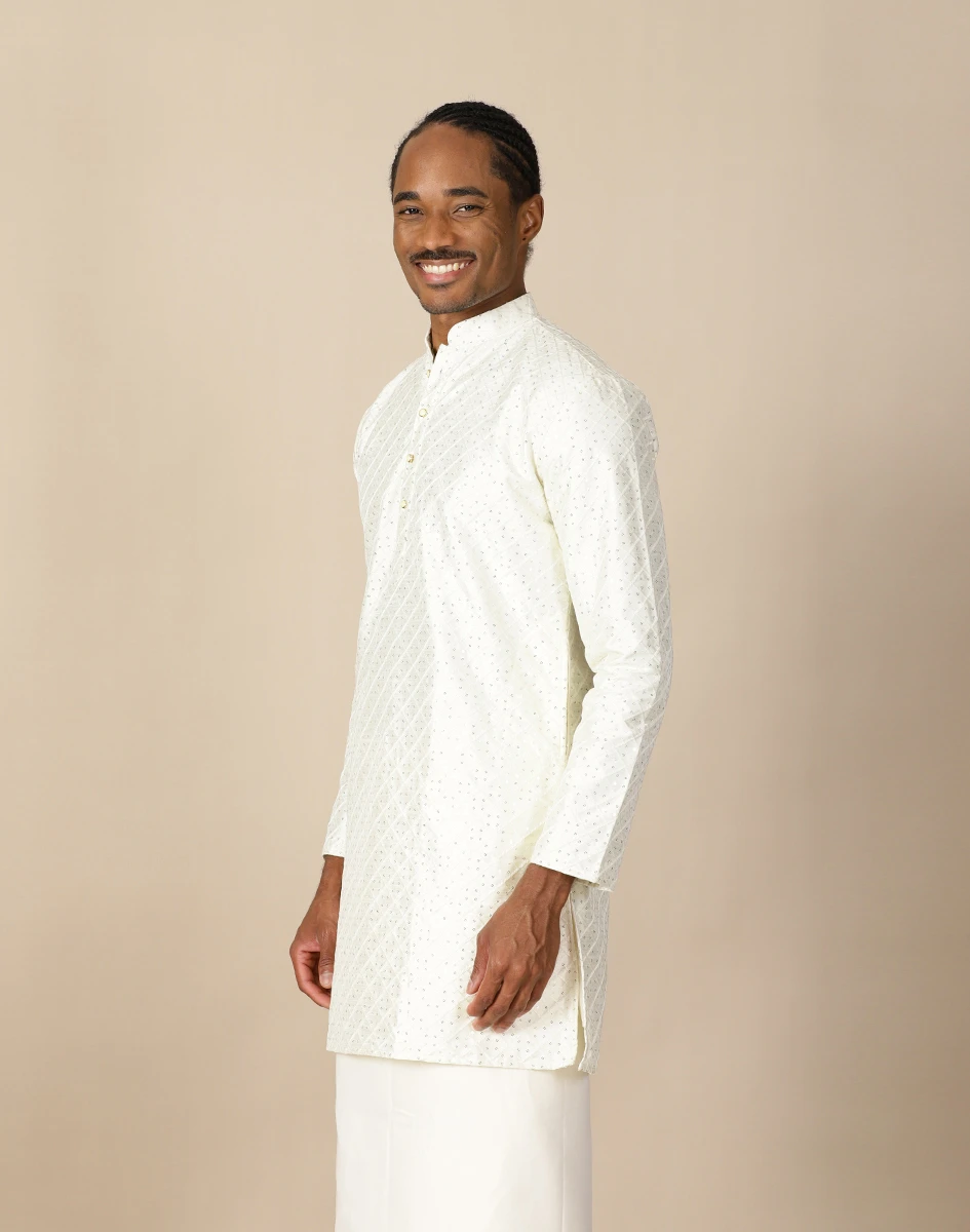 Maurya Vastra Ivory Sequin Embellished Short Kurta (2)
