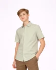 Maurya Vastra  Kids Pastel Green Designer Silk Jacquard Shirt
