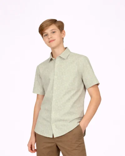 Maurya Vastra  Kids Pastel Green Designer Silk Jacquard Shirt