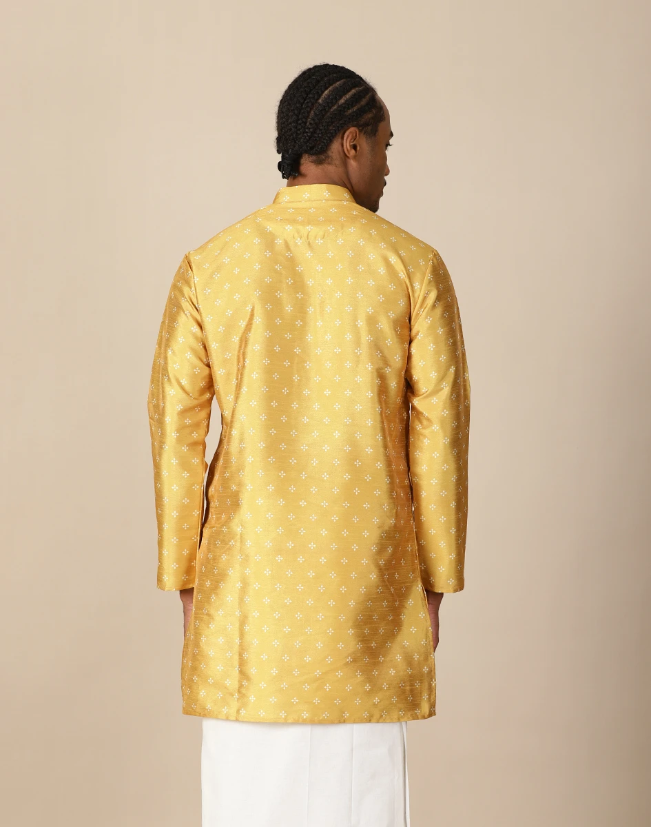 Maurya Vastra Mustard Yellow Brocade Festive Kurta (3)