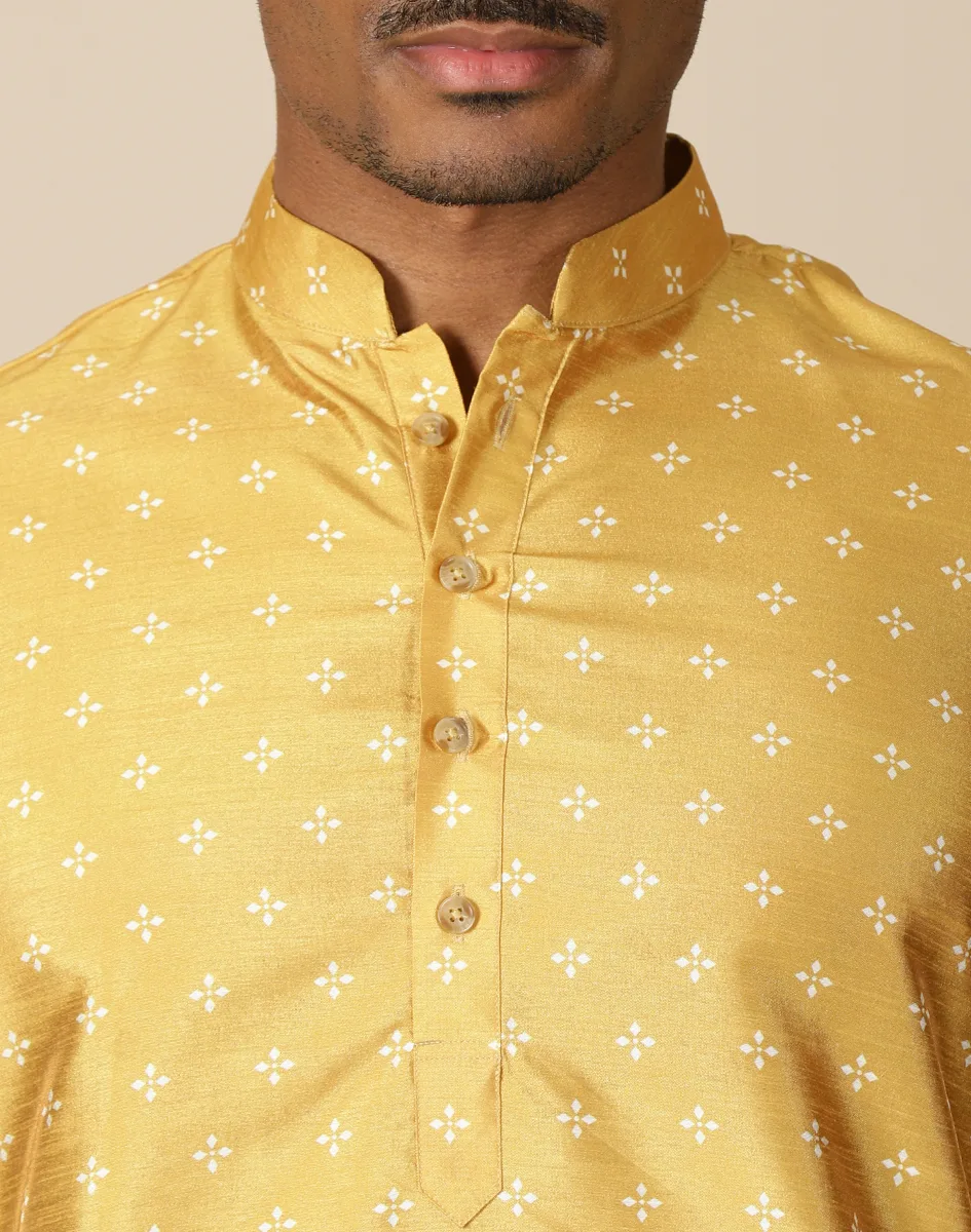 Maurya Vastra Mustard Yellow Brocade Festive Kurta (5)