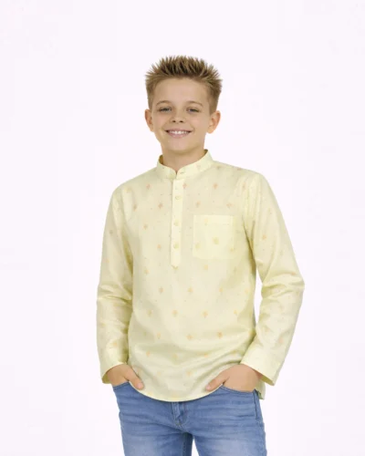 Maurya Vastra Pastel Yellow Brocade Kurta