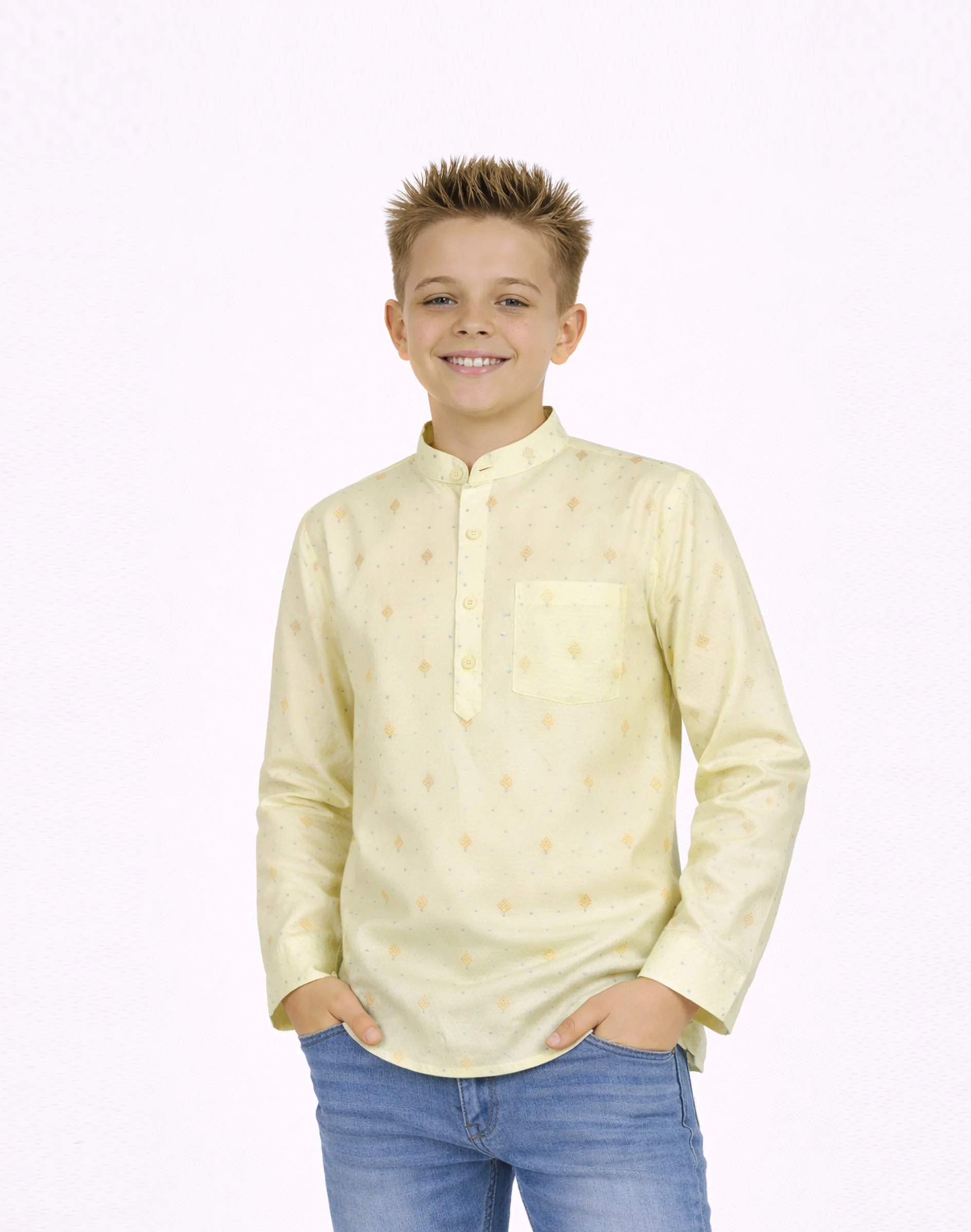 Maurya Vastra Pastel Yellow Designer Silk Casual Kurta (3)