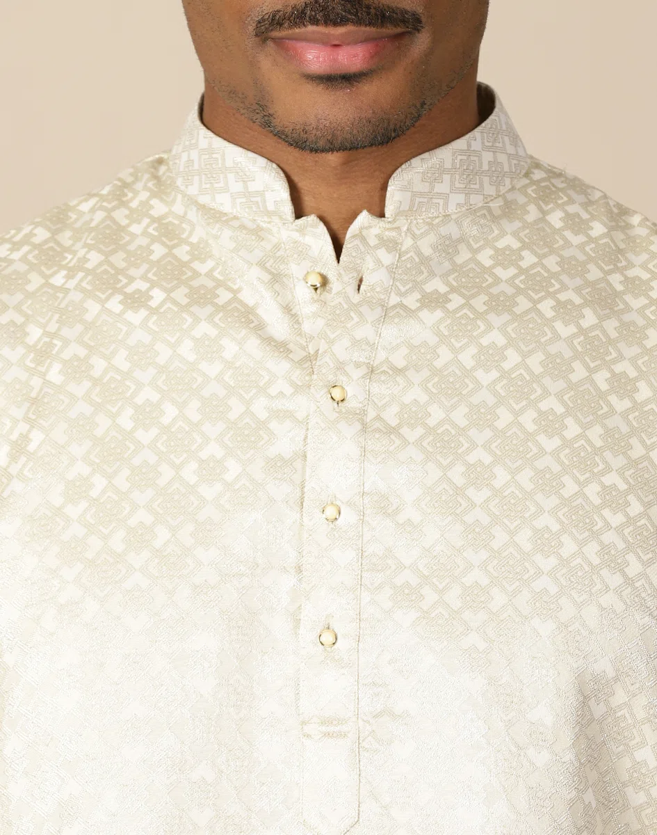 Maurya Vastra Regal Champagne Gold Brocade Kurta (1)