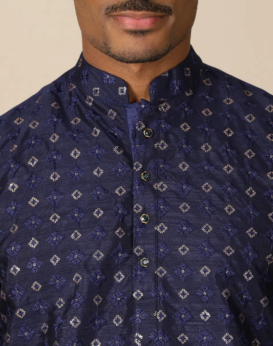 Maurya Vastra Royal Blue Brocade Kurta (3)