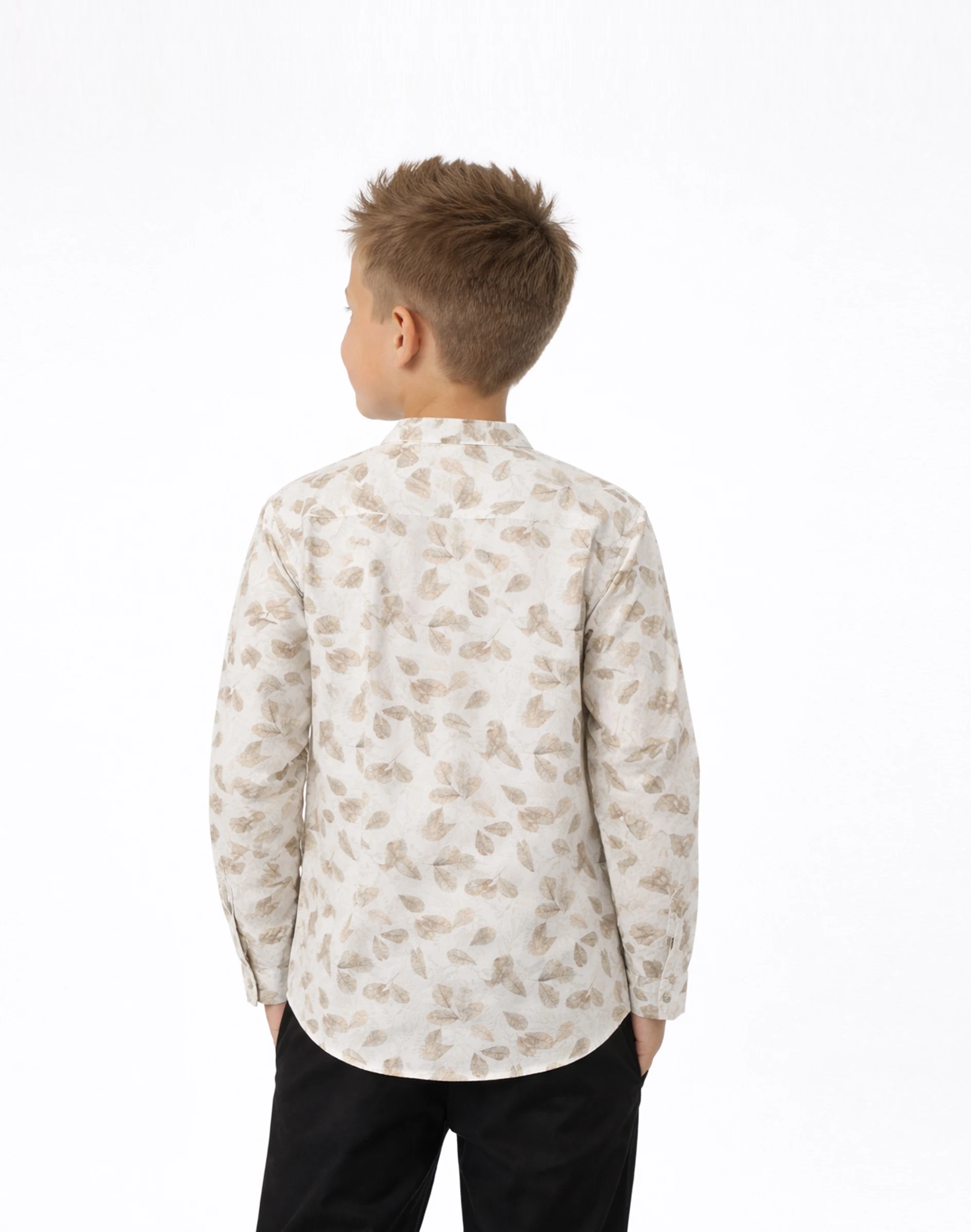 Warrior Boys Ivory Leaf Print Kurta (2)