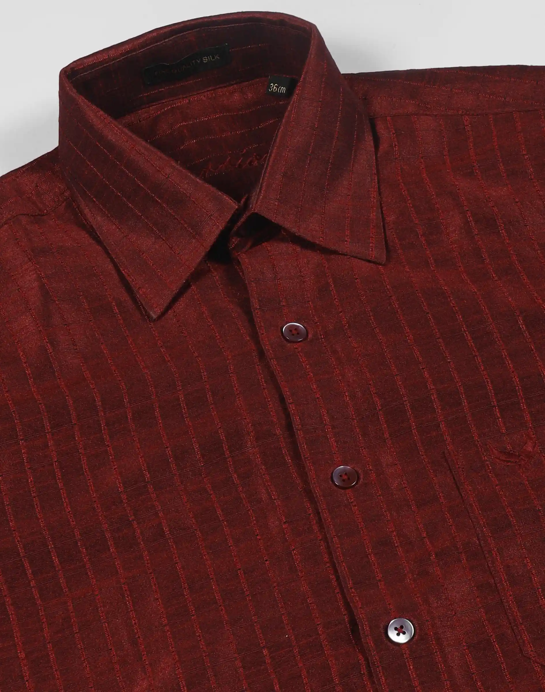 Warrior Classic Deep Maroon Textured Silk Full Sleeve Shirt (1)