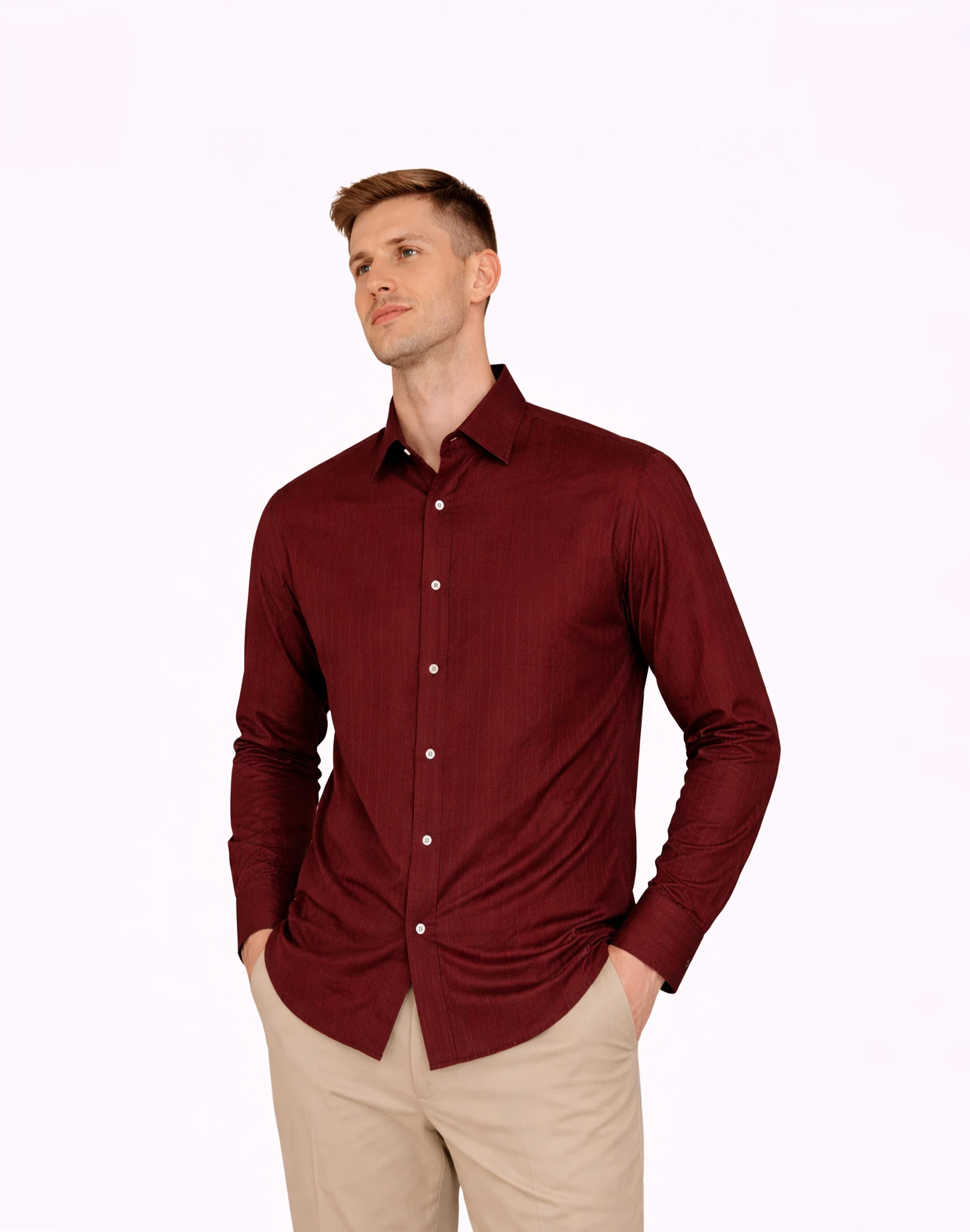 Warrior Classic Deep Maroon Textured Silk Full Sleeve Shirt (2)