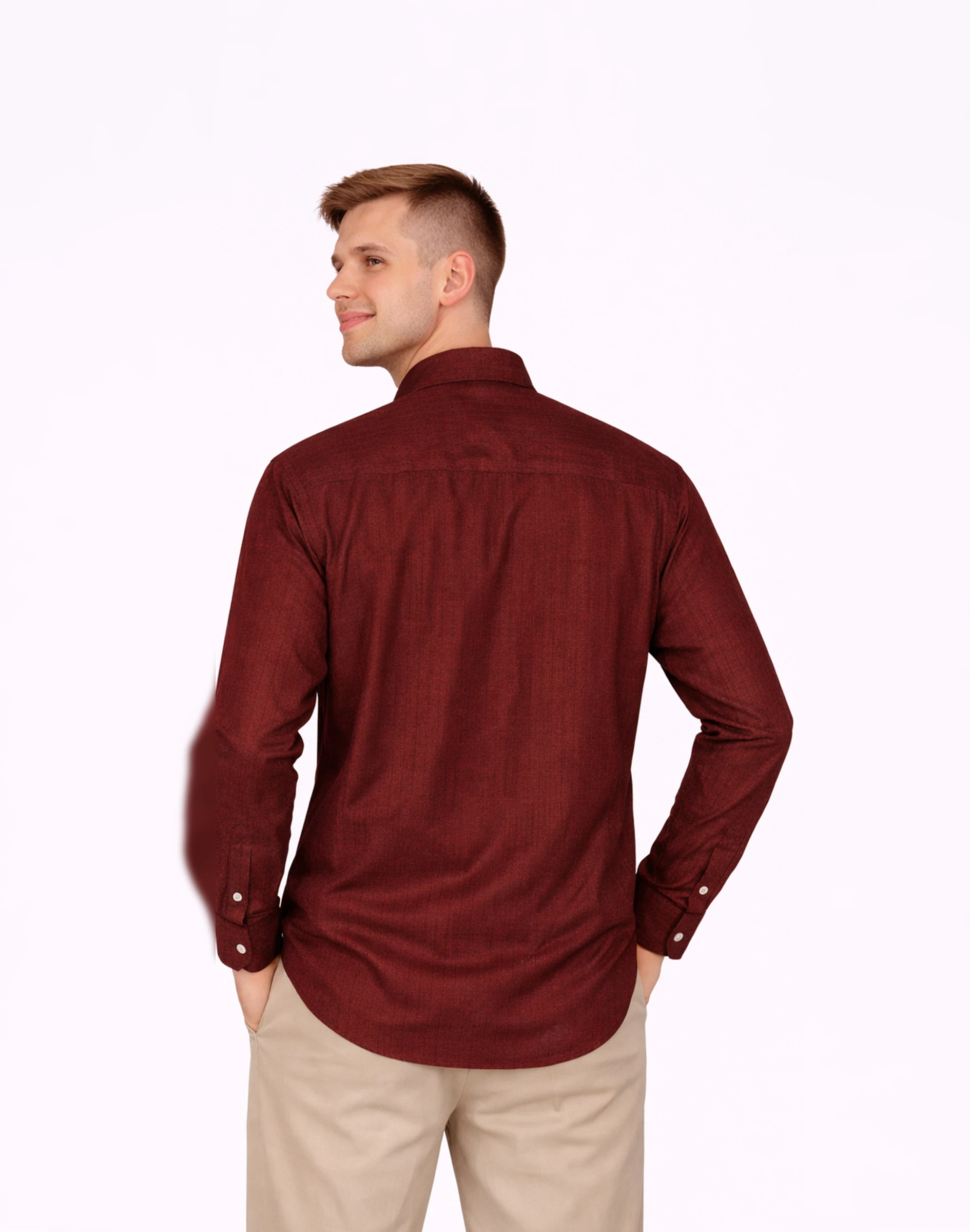 Warrior Classic Deep Maroon Textured Silk Full Sleeve Shirt (3)