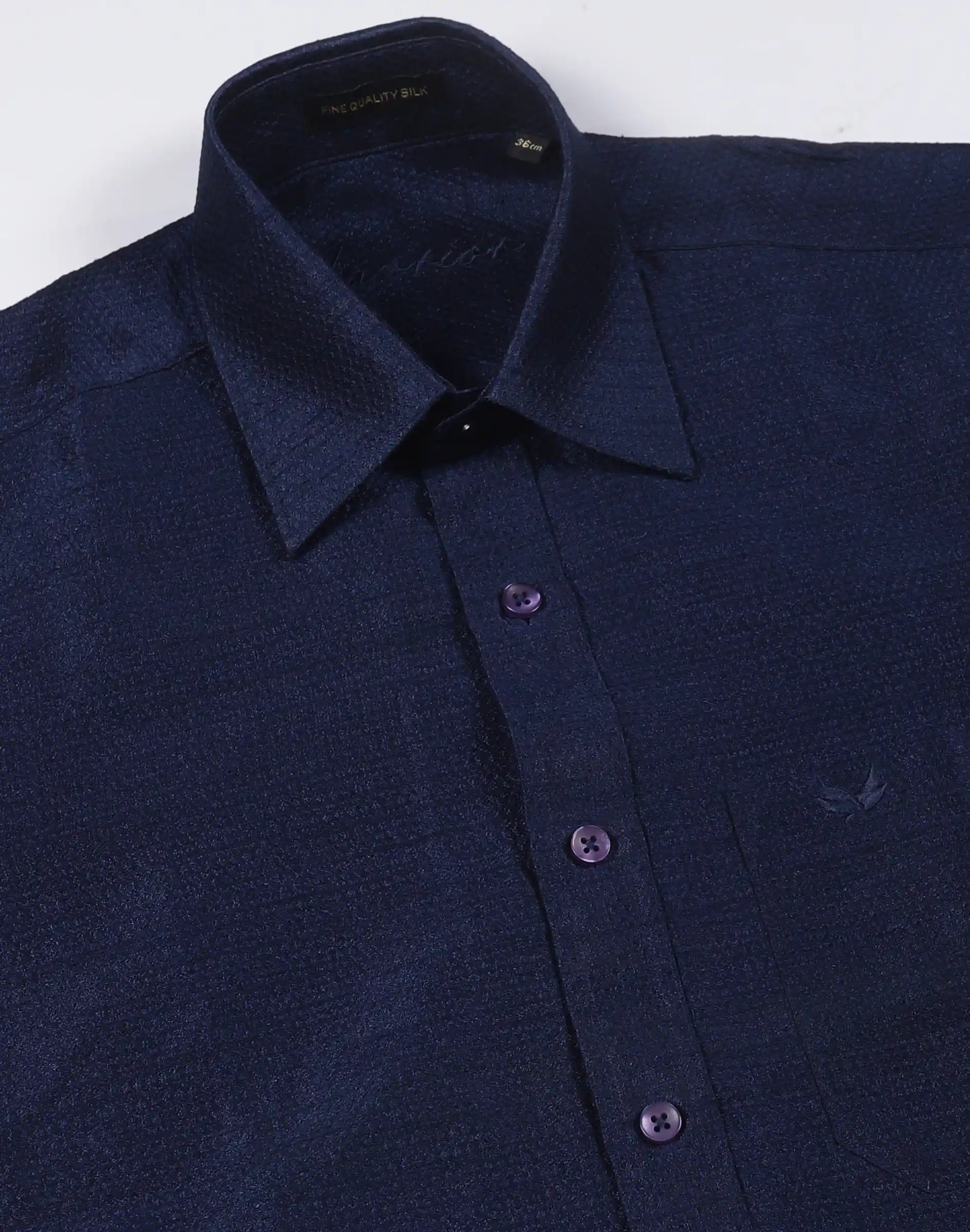 Warrior Classic Navy Textured Silk Full Sleeve Shirt (1)