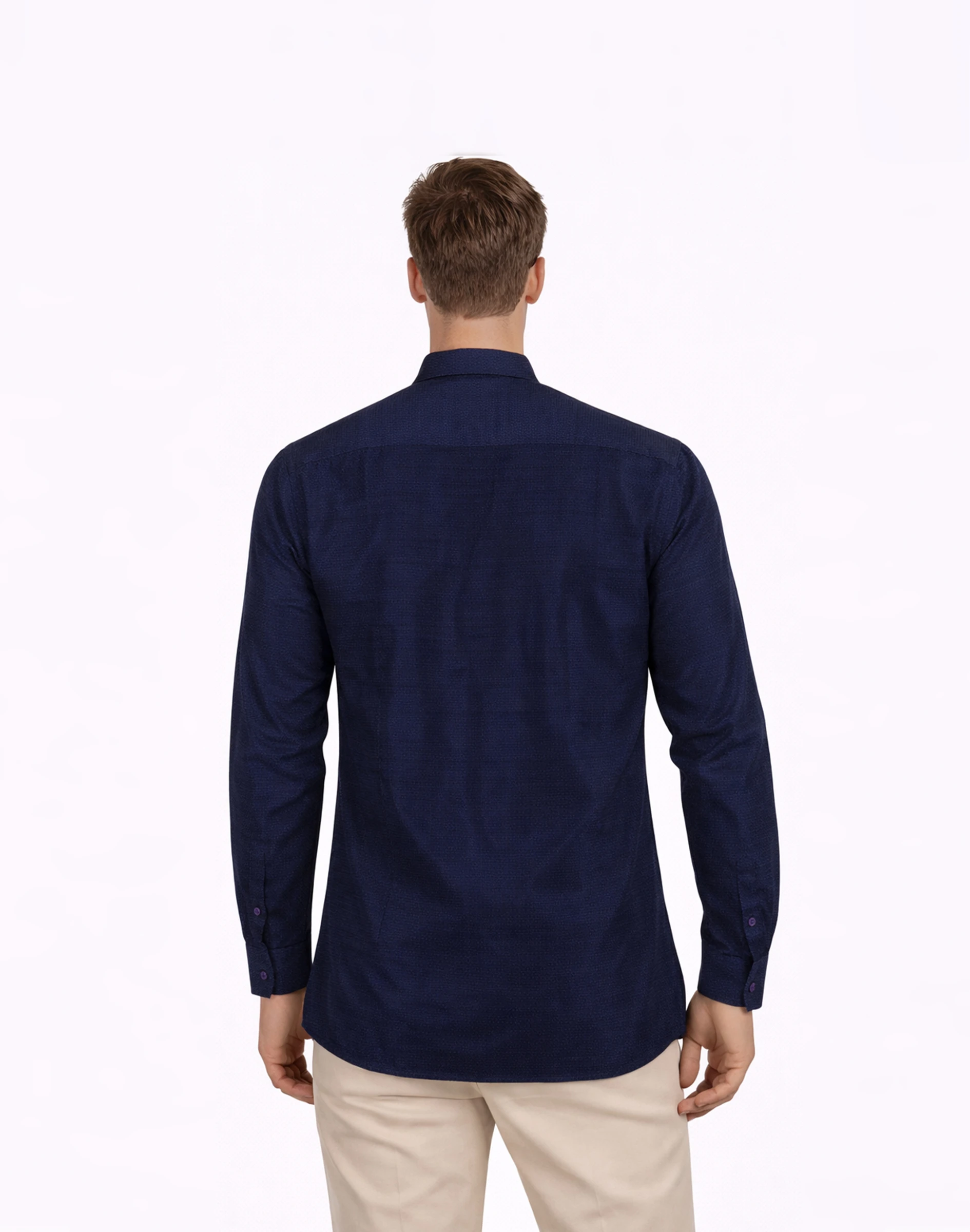Warrior Classic Navy Textured Silk Full Sleeve Shirt (3)