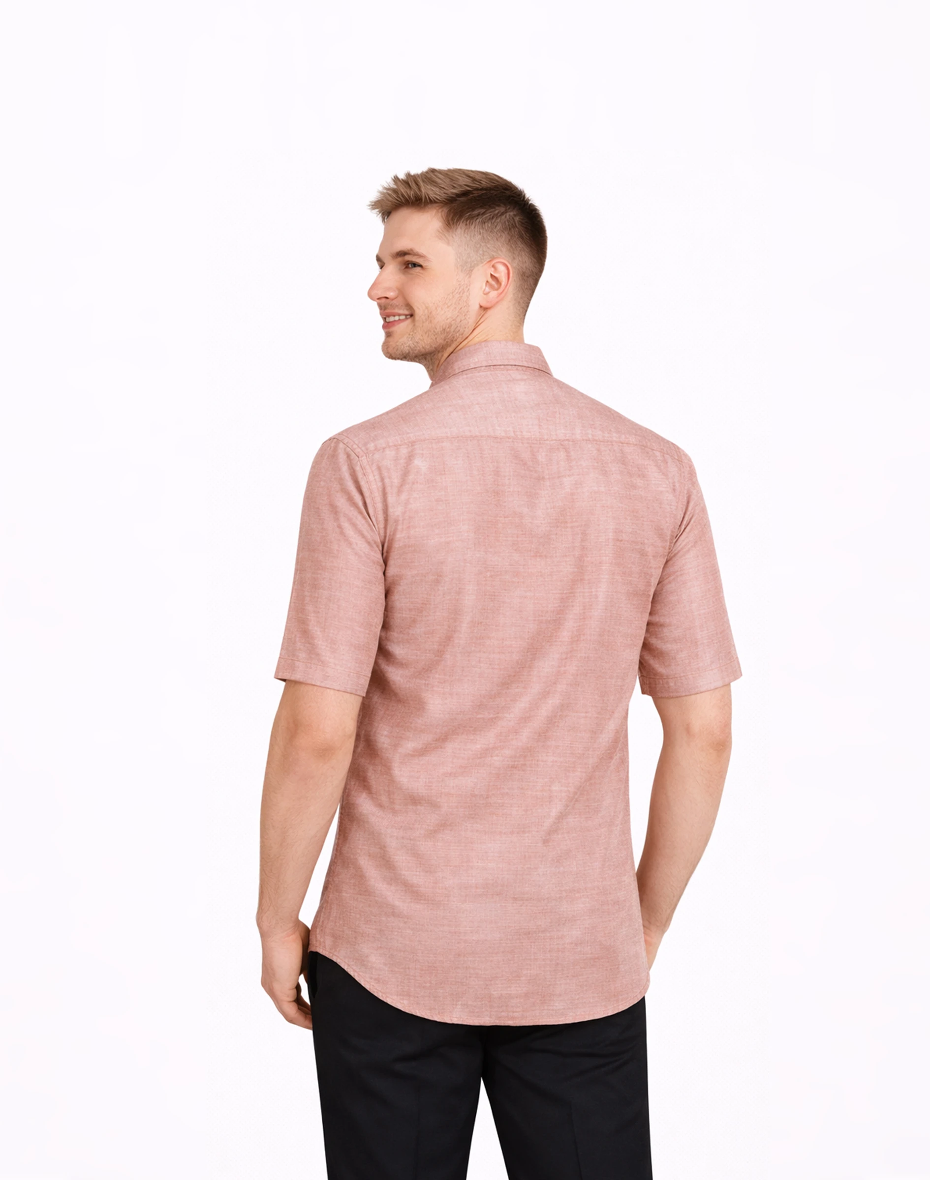 Warrior Classic Peach Textured Silk Half Sleeve Shirt (2)