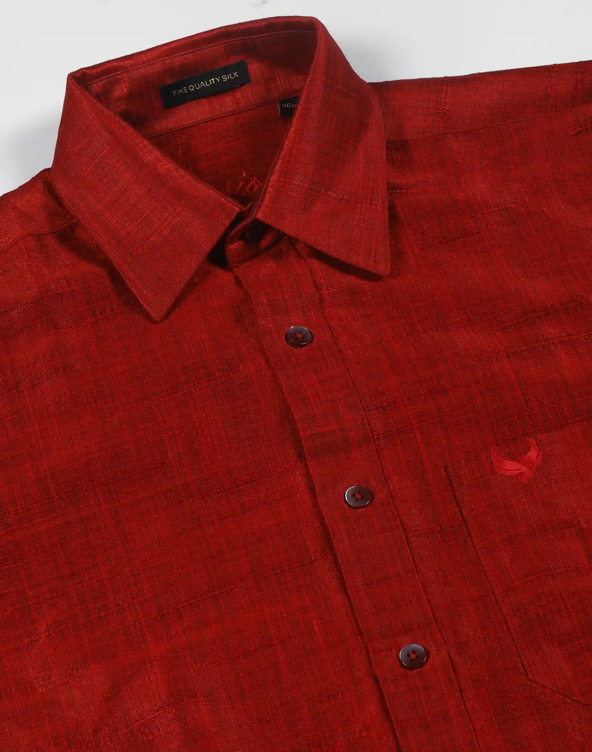 Warrior Classic Red Textured Silk Half Sleeve Shirt (3)