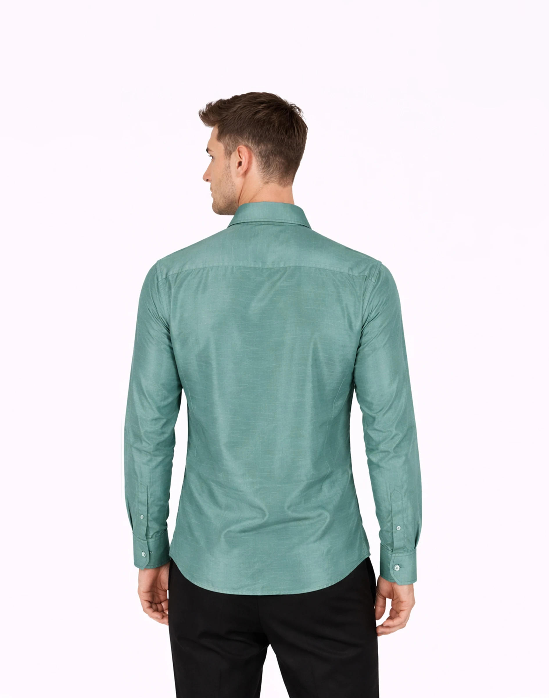 Warrior Classic Teal Textured Silk Full Sleeve Shirt (2)