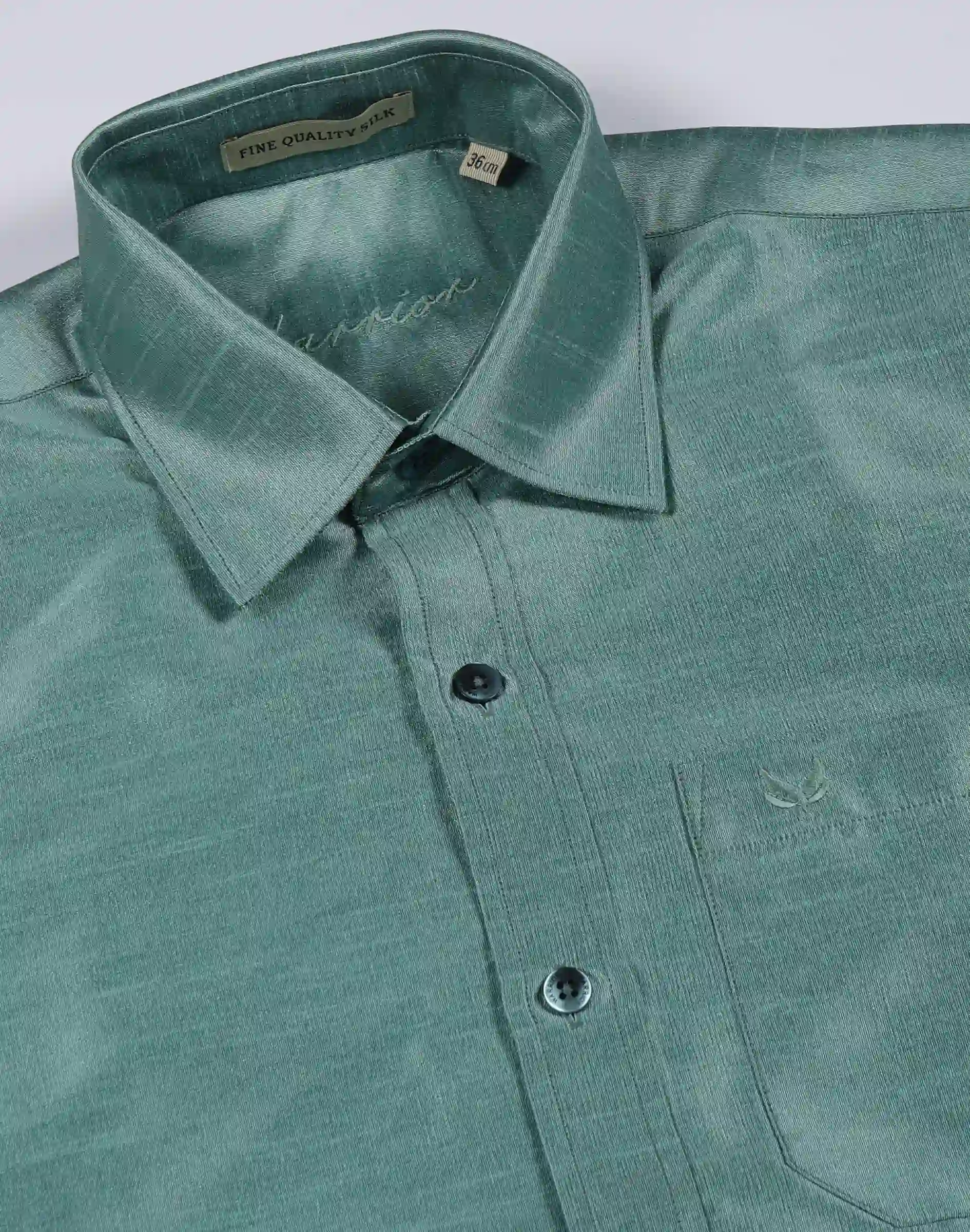 Warrior Classic Teal Textured Silk Full Sleeve Shirt (3)