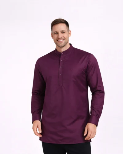 Warrior Deep Wine Embroidered Silk Kurta