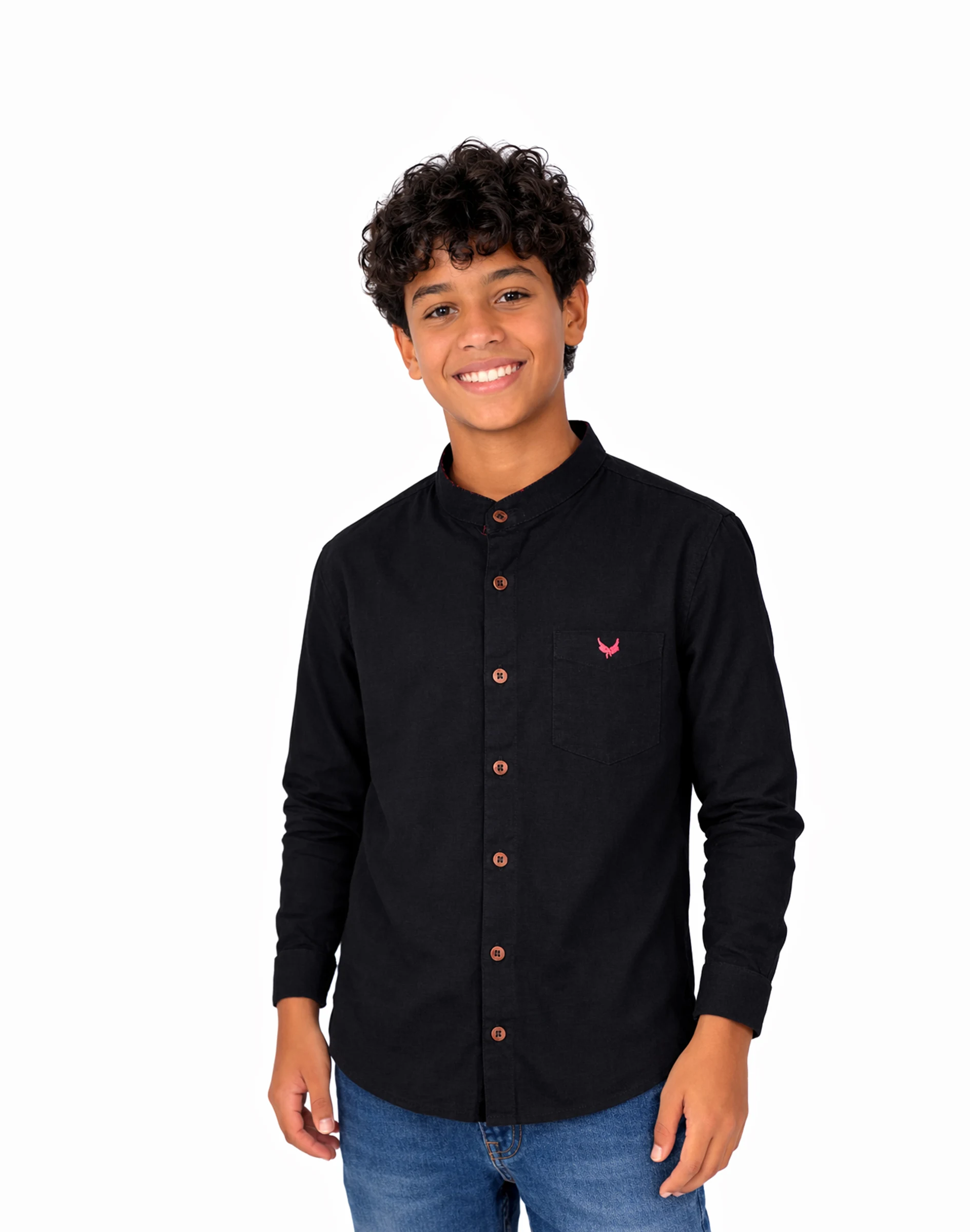 Warrior Kids Classic Black Mandarin Collar Shirt (1)