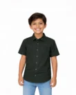 Warrior Kids Dark Green Solid Casual Shirt