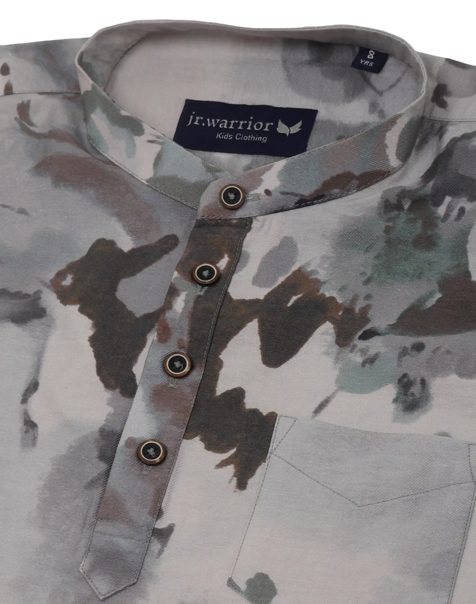 Warrior Kids Grey Abstract Printed Casual Kurta (3)