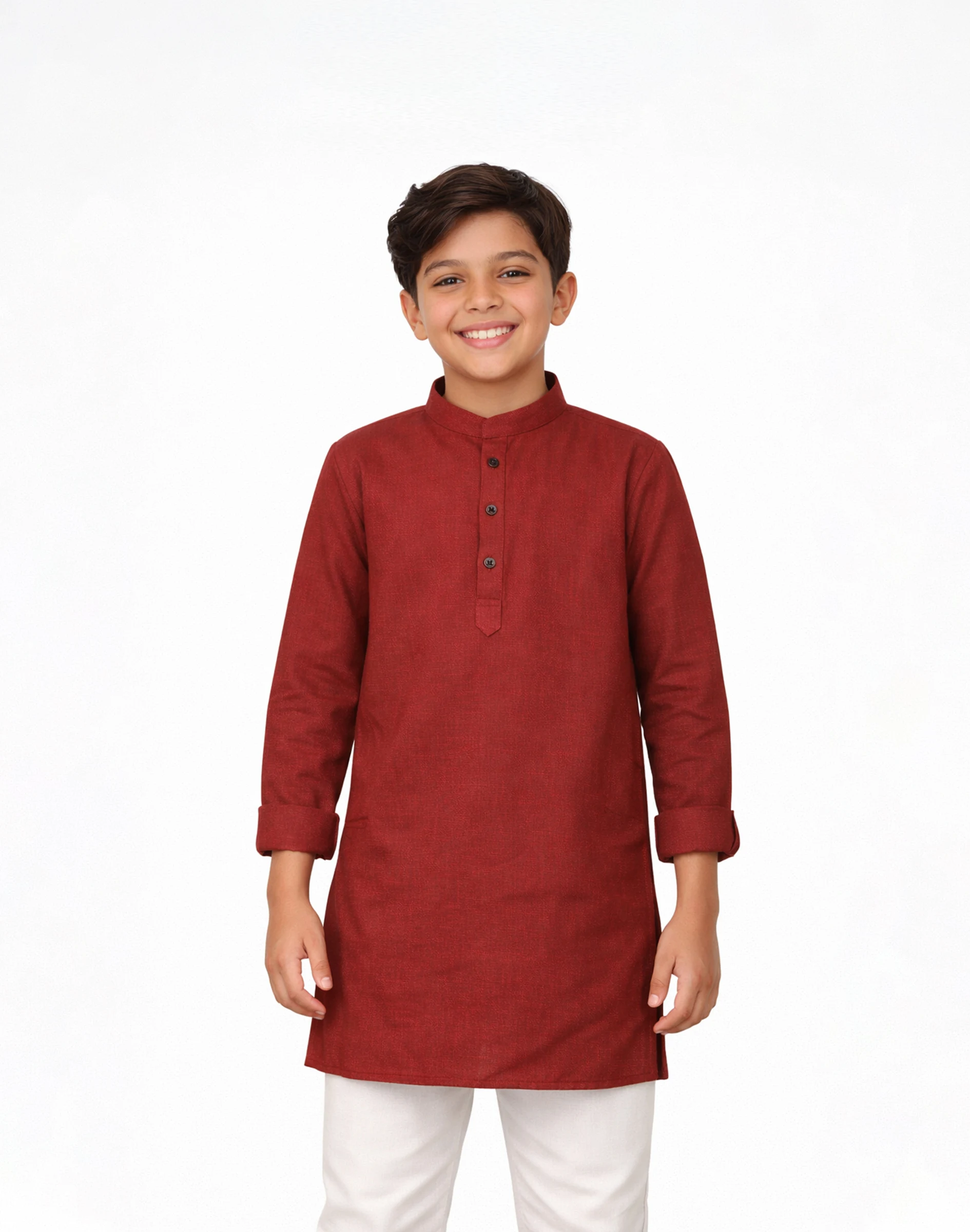 Warrior Kids Maroon Minimal Festive Kurta (2)