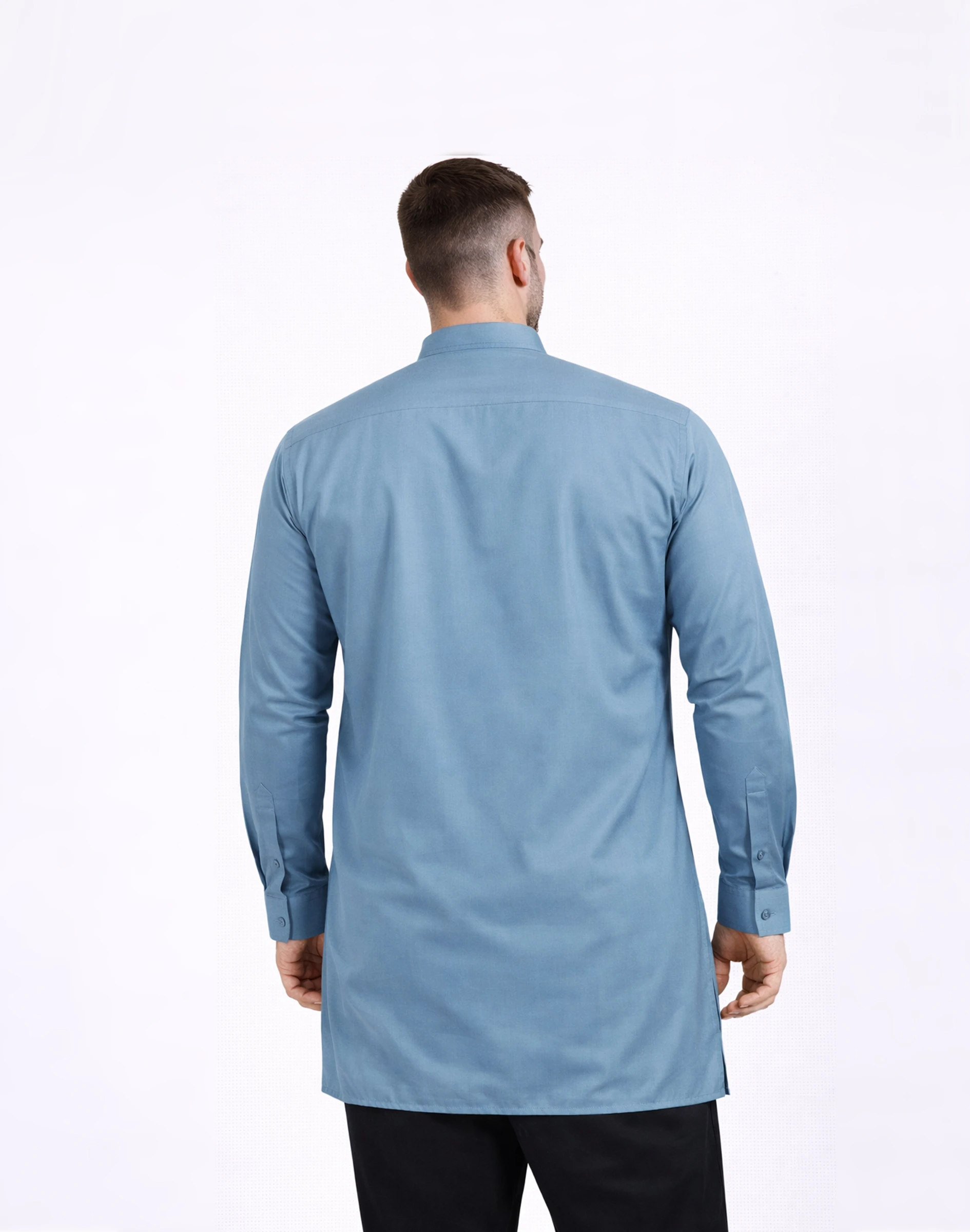 Warrior Steel Blue Embroidered Silk Kurta (2)
