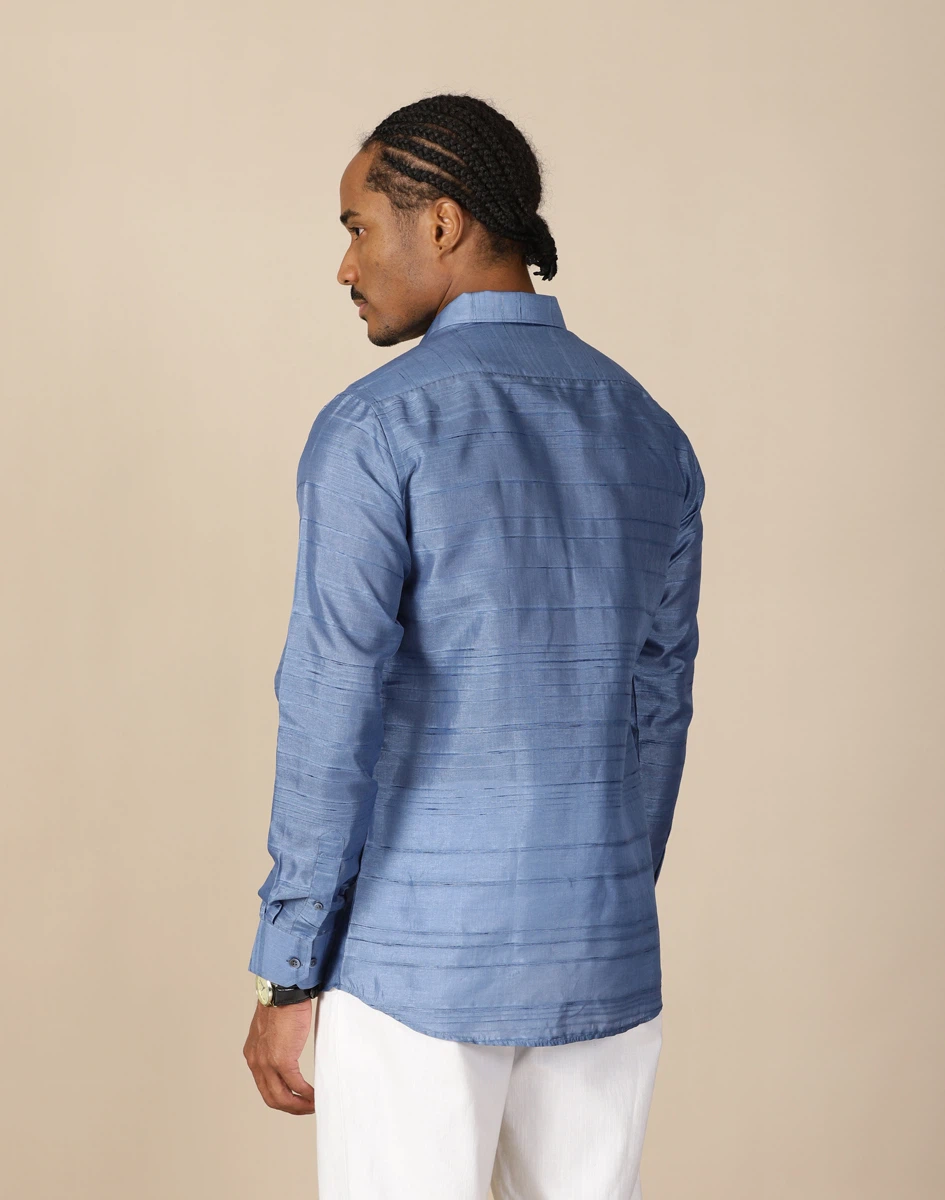 Warrior Steel Blue Full Sleeve Silk Shirt (3)