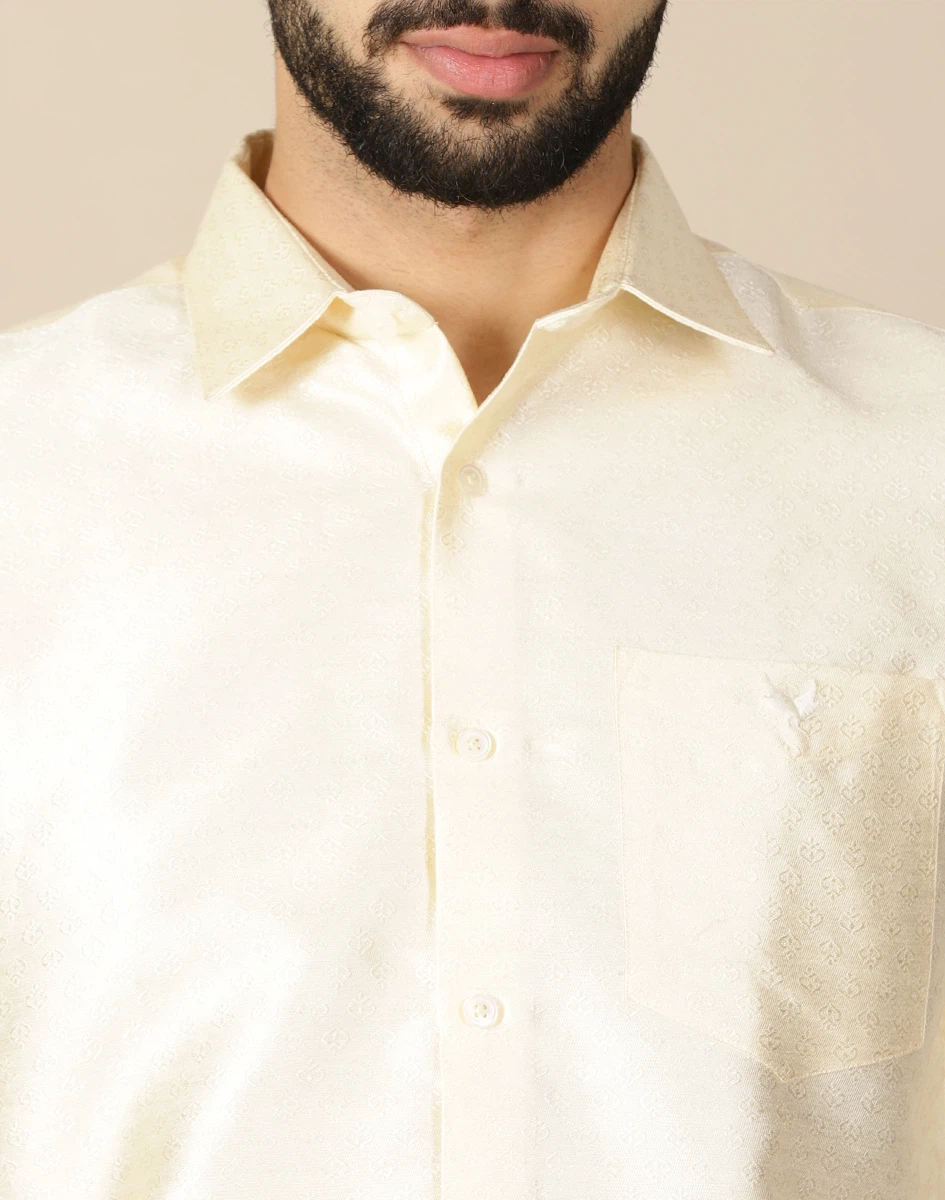 Maurya Vastra Cream Brocade Full Sleeve Shirt (1)